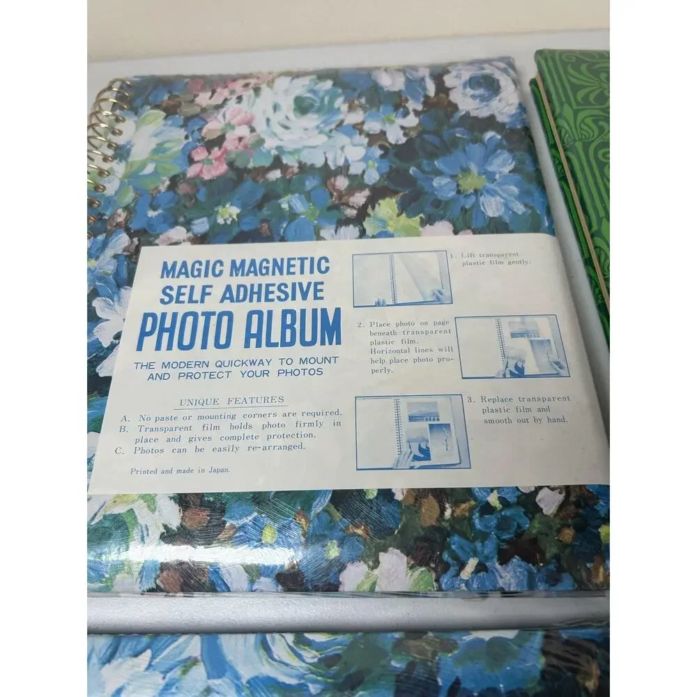 Vintage Photo Album Lot 6 Self-Adhesive Magnetic Floral Travel Kmart Sealed NOS